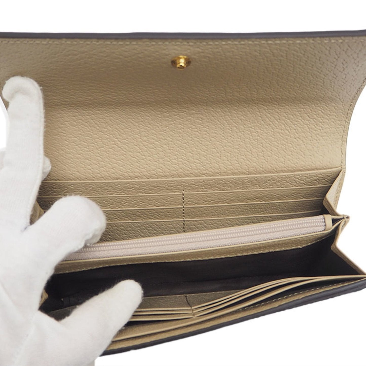 Gucci Ophidia Beige White Gg Supreme Long Wallet (Bi-Fold) ()