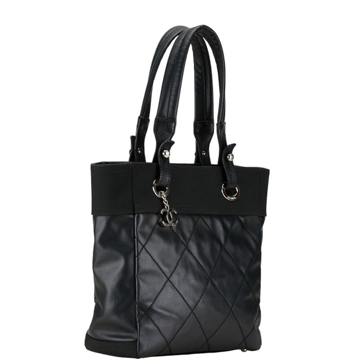 Chanel Black Pvc Canvas Handbag Pochette Pouch Tote Bag ()