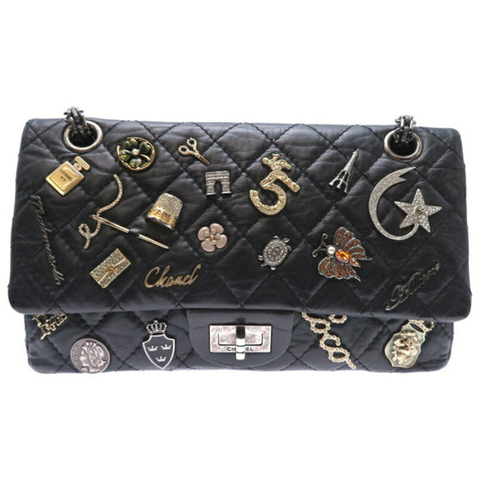 Chanel 2.55 Black Leather Shoulder Bag ()