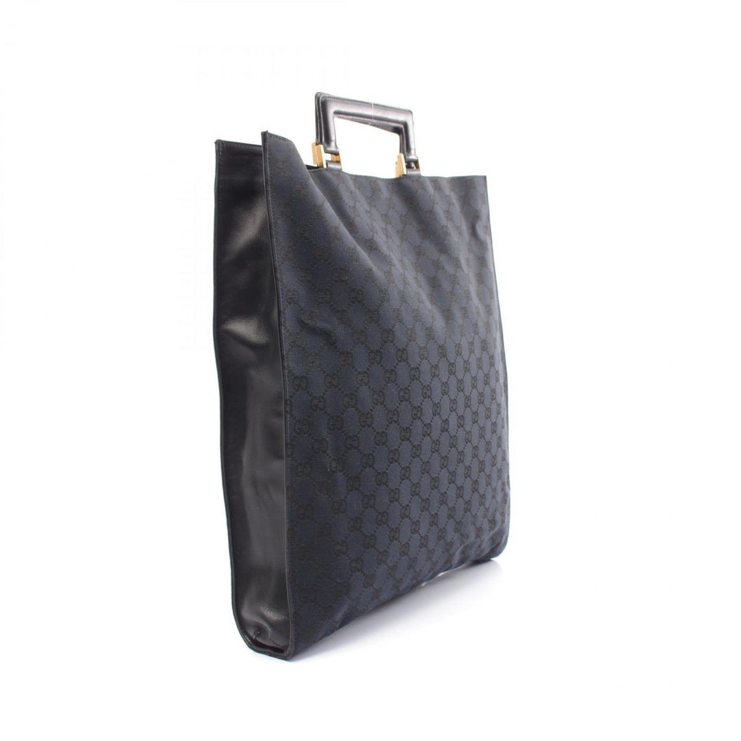 Gucci Black Canvas Leather Tote Bag ()