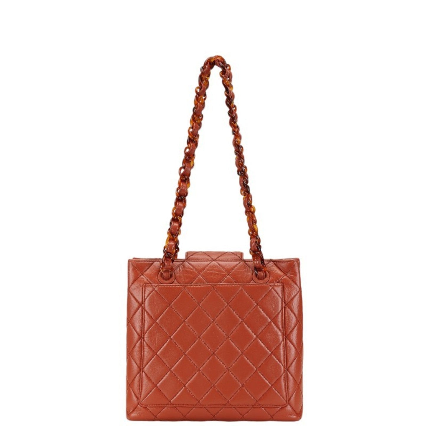 Chanel Brown Orange Leather Shoulder Bag ()