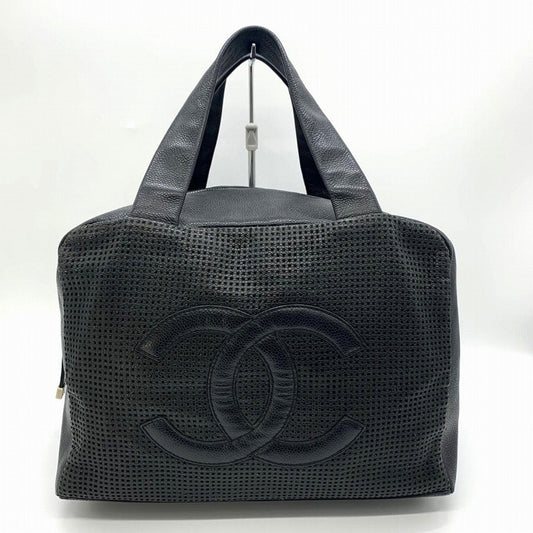 Chanel Black Grained Calfskin Boston Bag Handbag ()