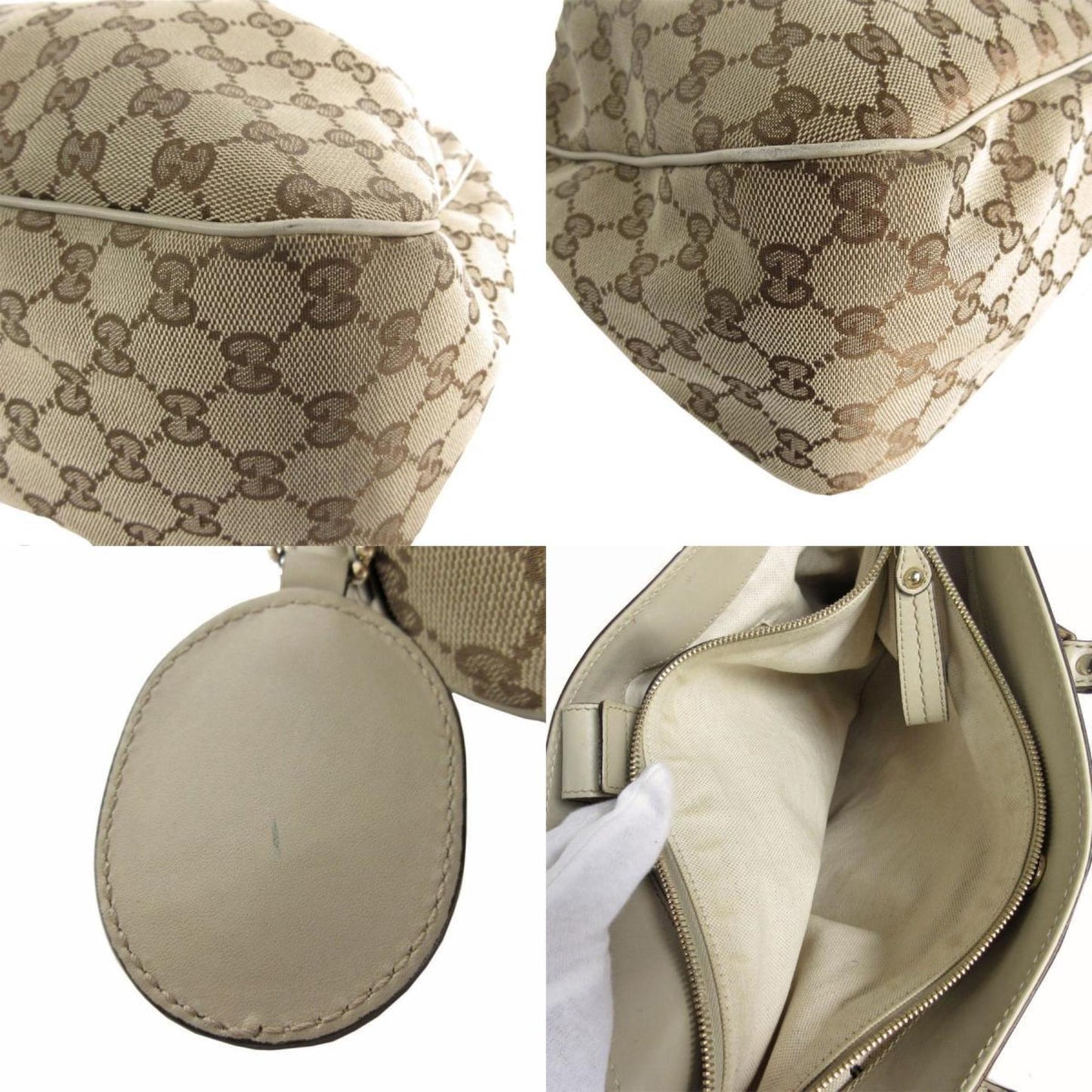 Gucci Beige Canvas Leather Handbag ()