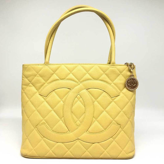 Chanel Caviar Skin Yellow Caviar Leather Handbag ()