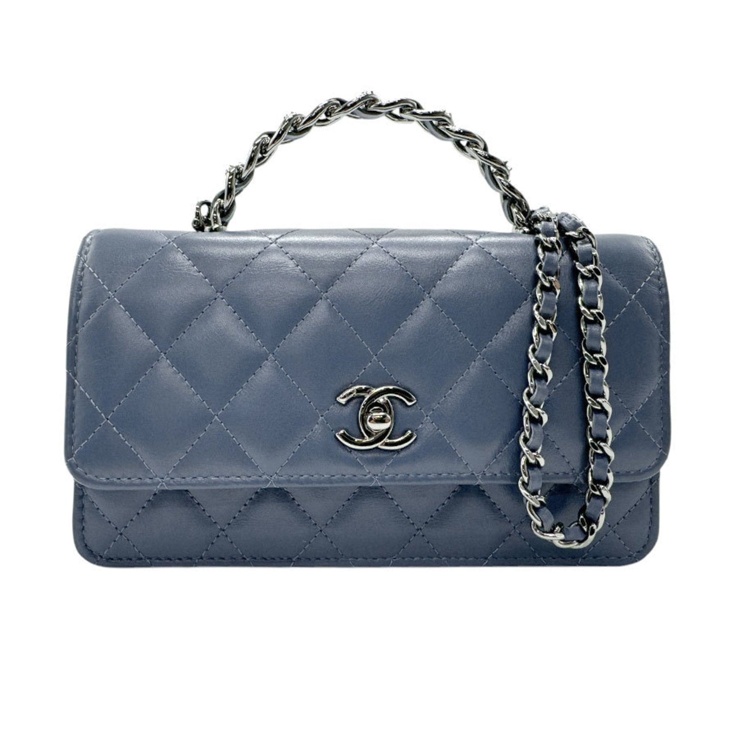 Chanel Blue Leather Chain/Shoulder Wallet ()