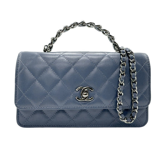 Chanel Blue Leather Chain/Shoulder Wallet ()