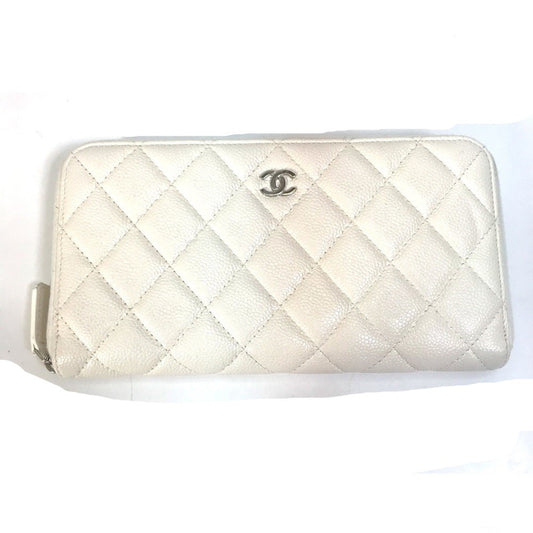 Chanel White Leather Long Wallet (Bi-Fold) ()