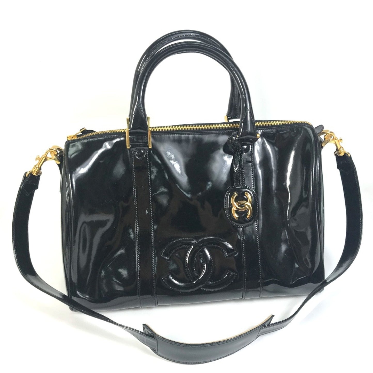 Chanel Black Patent Leather Boston Bag ()