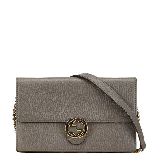 Gucci Gray Leather Chain/Shoulder Wallet ()