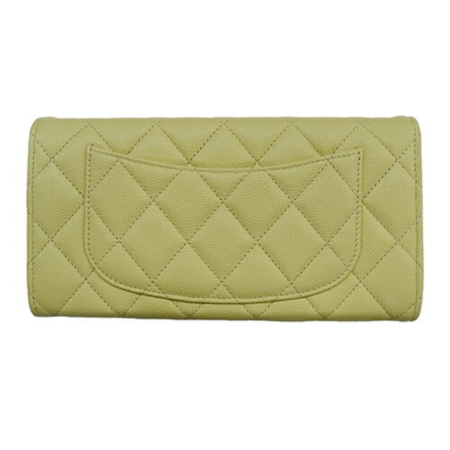 Chanel Yellow Grained Calfskin Long Bill Wallet (Bi-Fold) ()