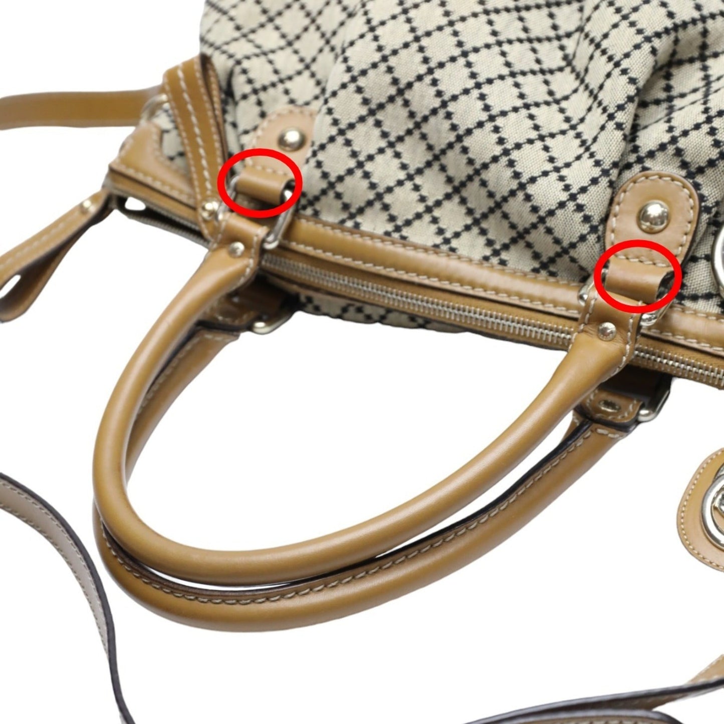 Gucci Beige Brown Canvas Shoulder Bag Tote Bag ()