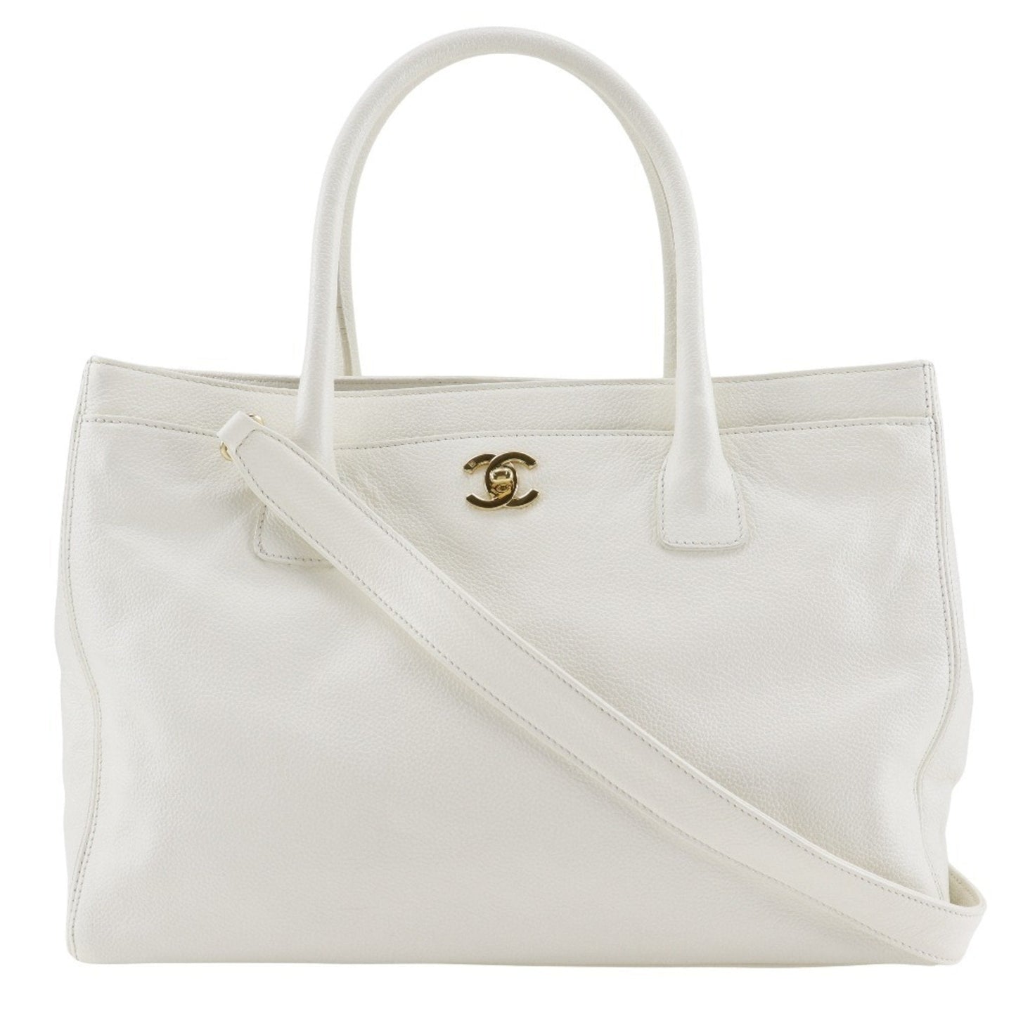 Chanel White Caviar Leather Tote Bag ()