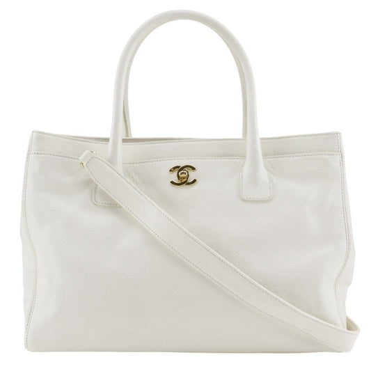 Chanel White Caviar Leather Tote Bag ()