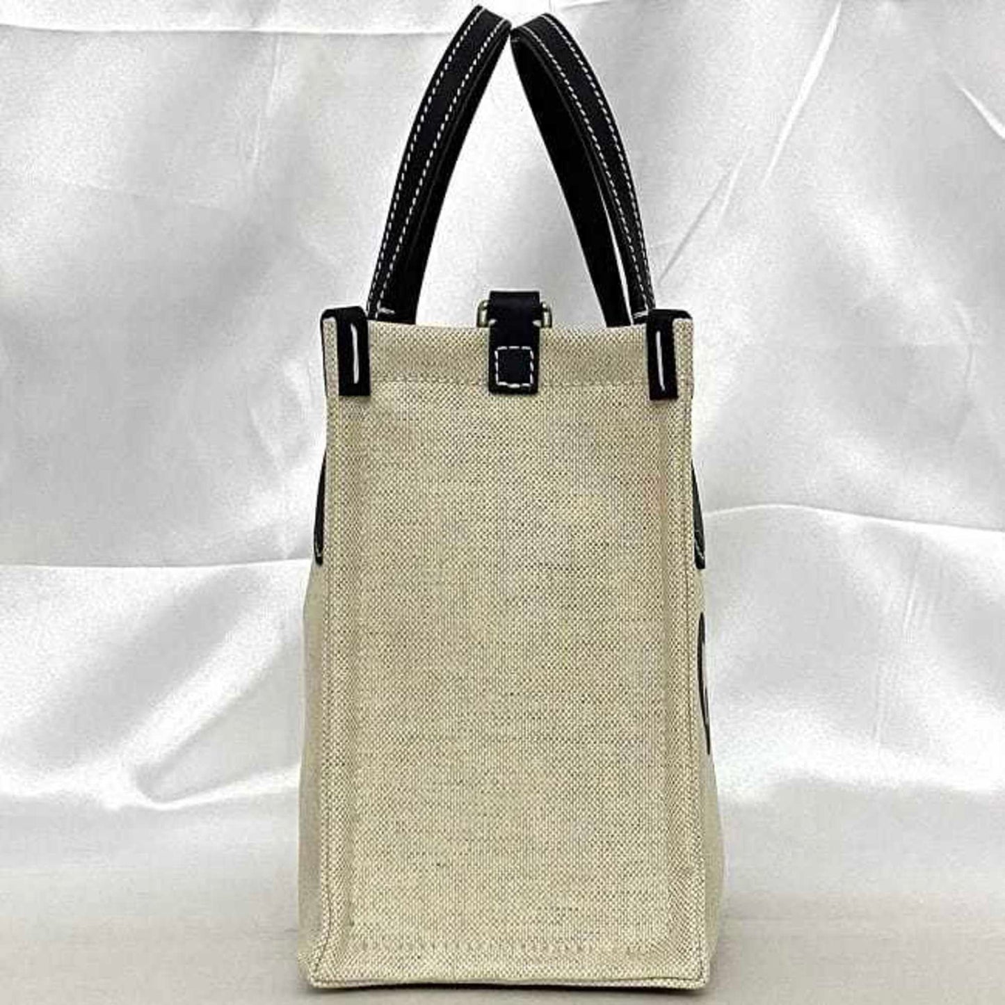 Gucci Beige Navy Canvas Leather Handbag Shoulder Bag Tote Bag ()