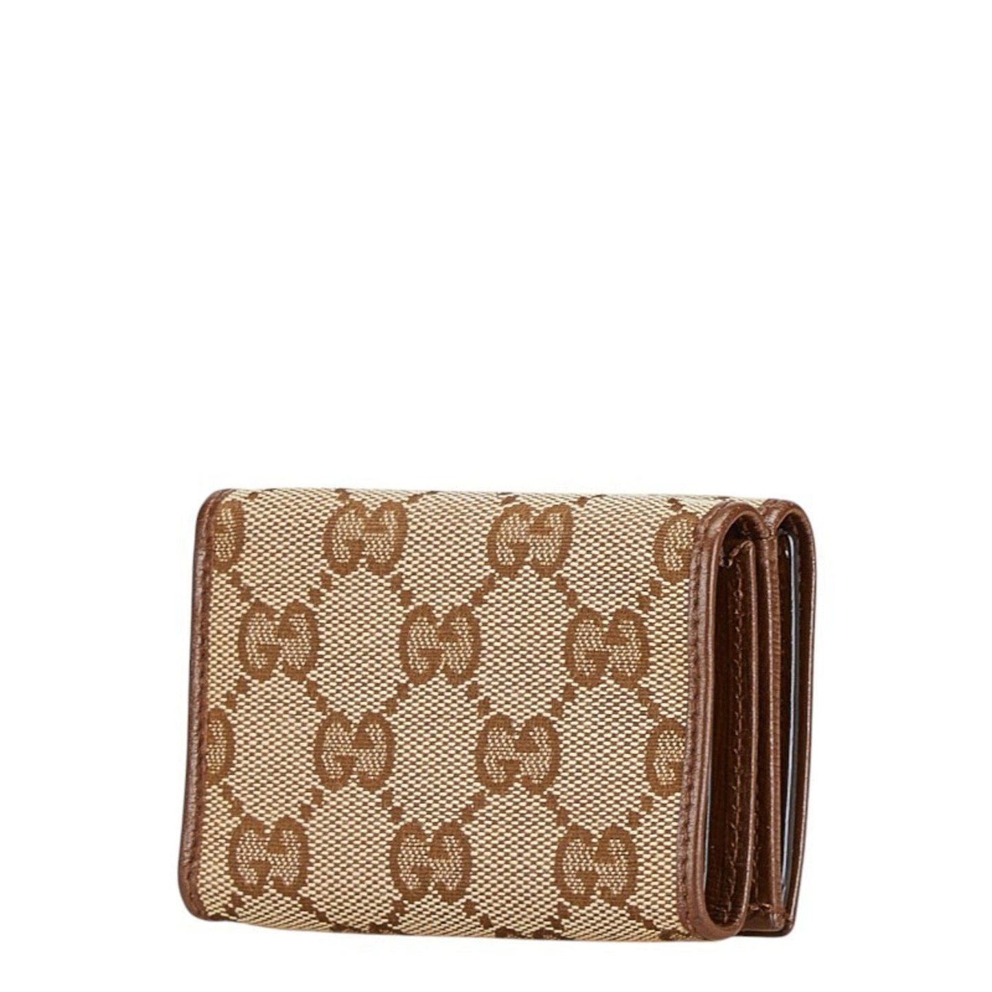 Gucci Beige Brown Gg Canvas Leather Wallet (Tri-Fold) ()