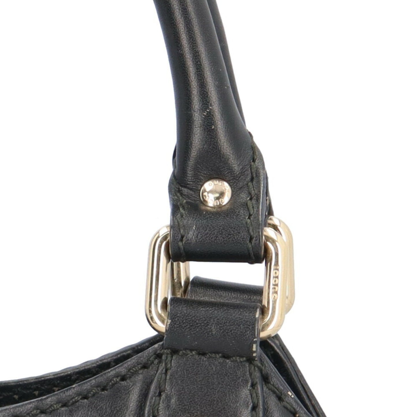 Gucci Beige Black Canvas Leather Handbag ()