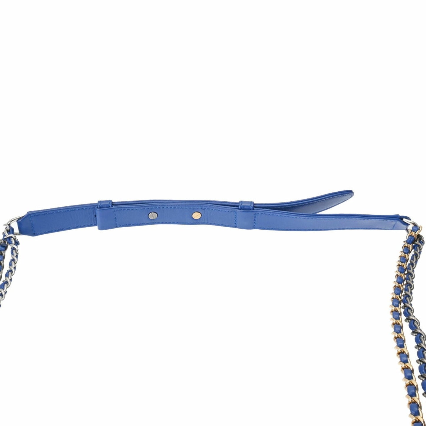 Chanel Blue Gold Tweed Leather Shoulder Bag ()