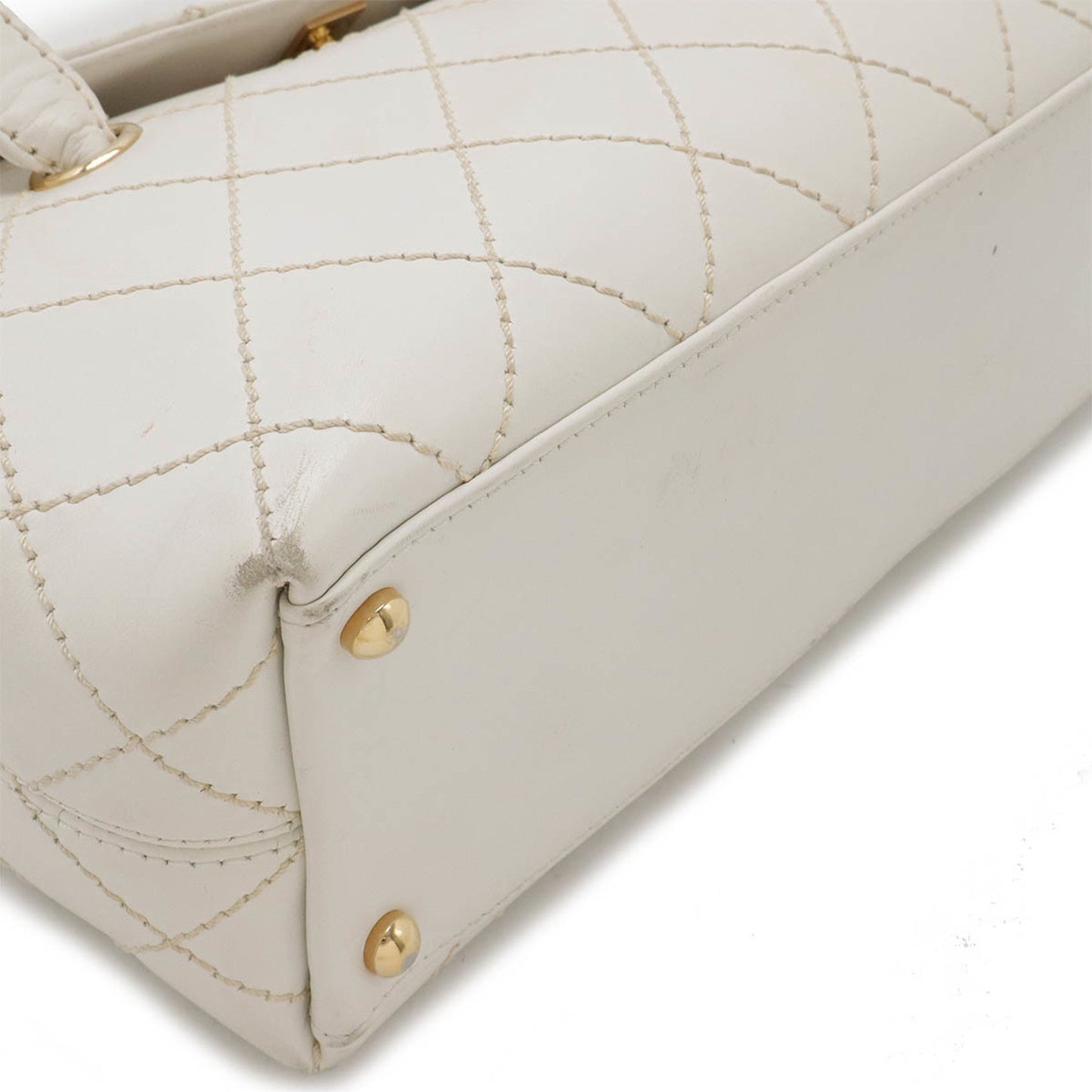 Chanel Wild Stitch White Leather Shoulder Bag Tote Bag ()