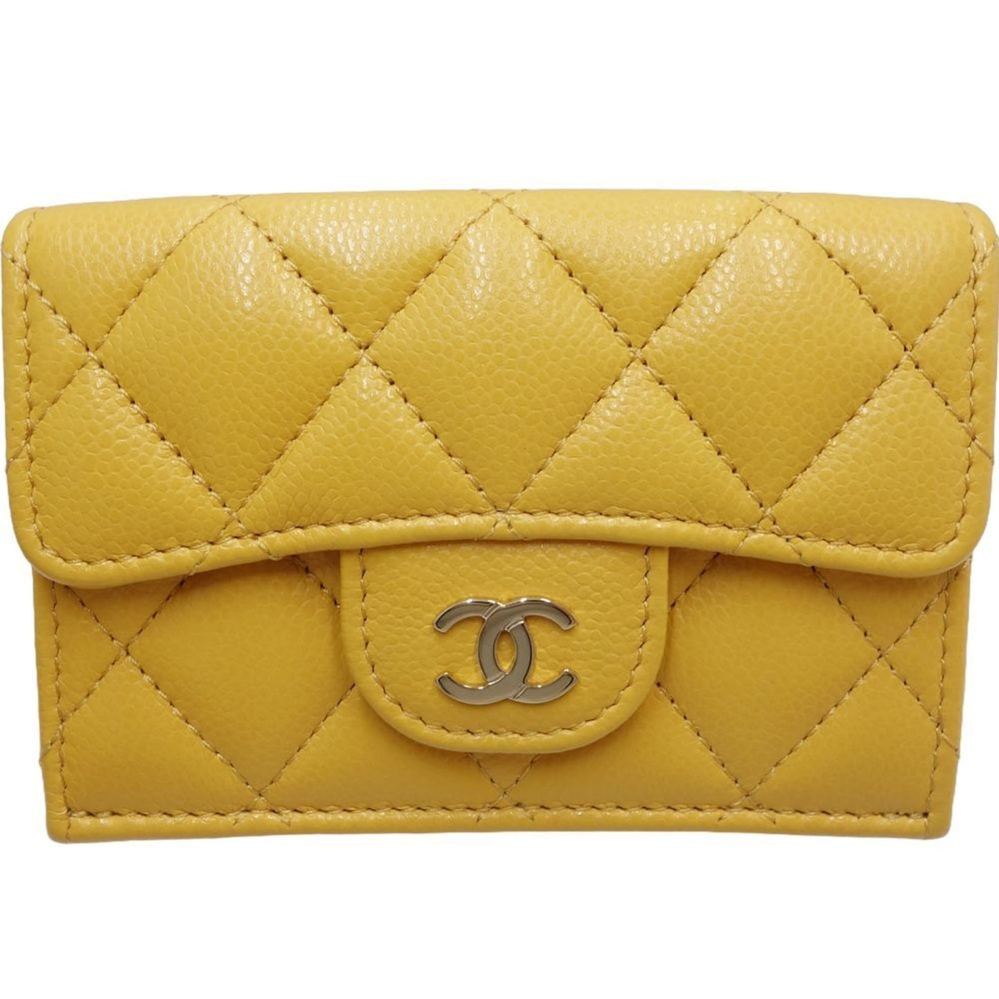 Chanel Yellow Grained Calfskin Wallet (Tri-Fold) ()
