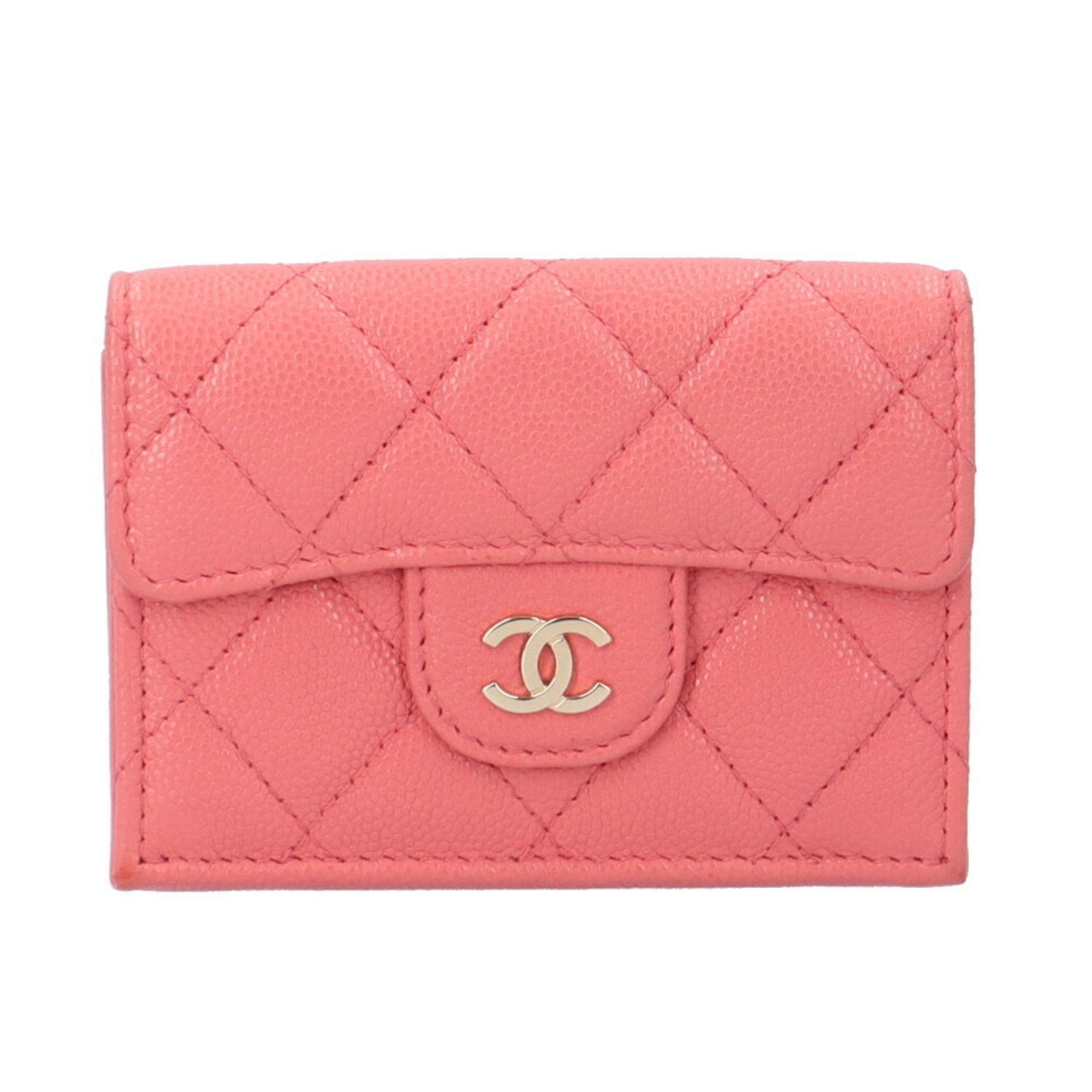 Chanel Pink Grained Calfskin Wallet (Tri-Fold) ()