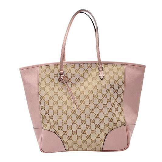 Gucci Brown Pink Gg Canvas Leather Handbag ()