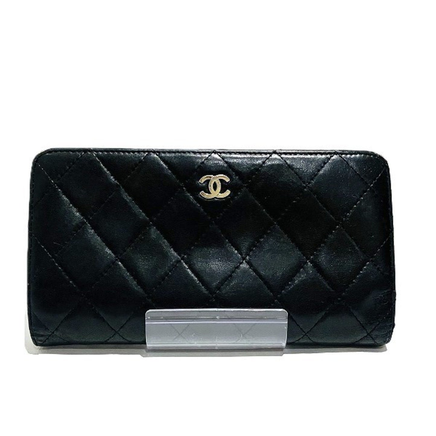 Chanel Matelasse Black Leather Long Wallet (Bi-Fold) ()