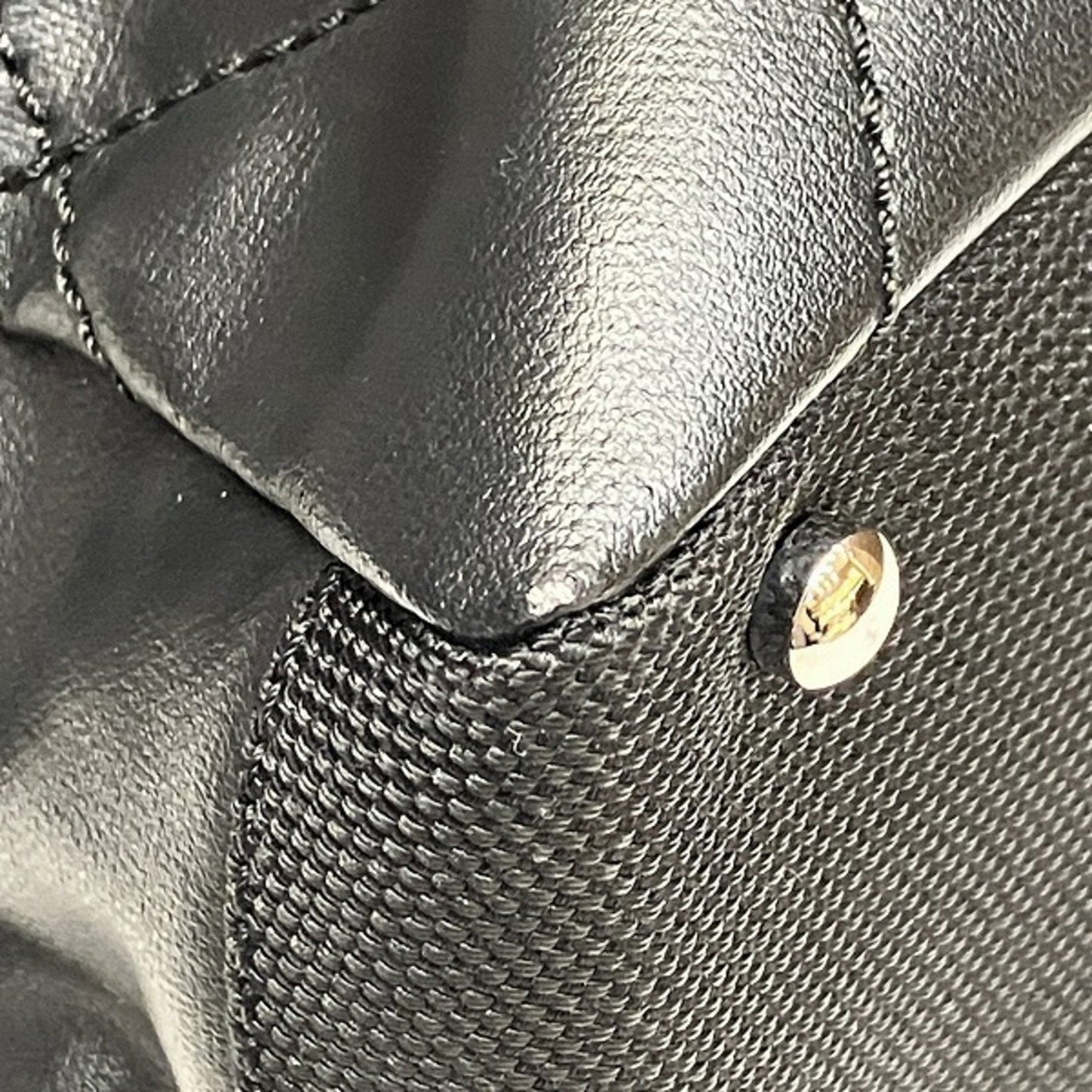 Chanel Black Coated Canvas Leather Shoulder Bag Tote Bag ()