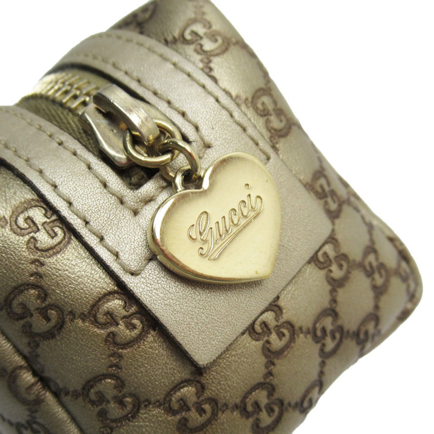 Gucci Brown Gold Leather Pouch ()