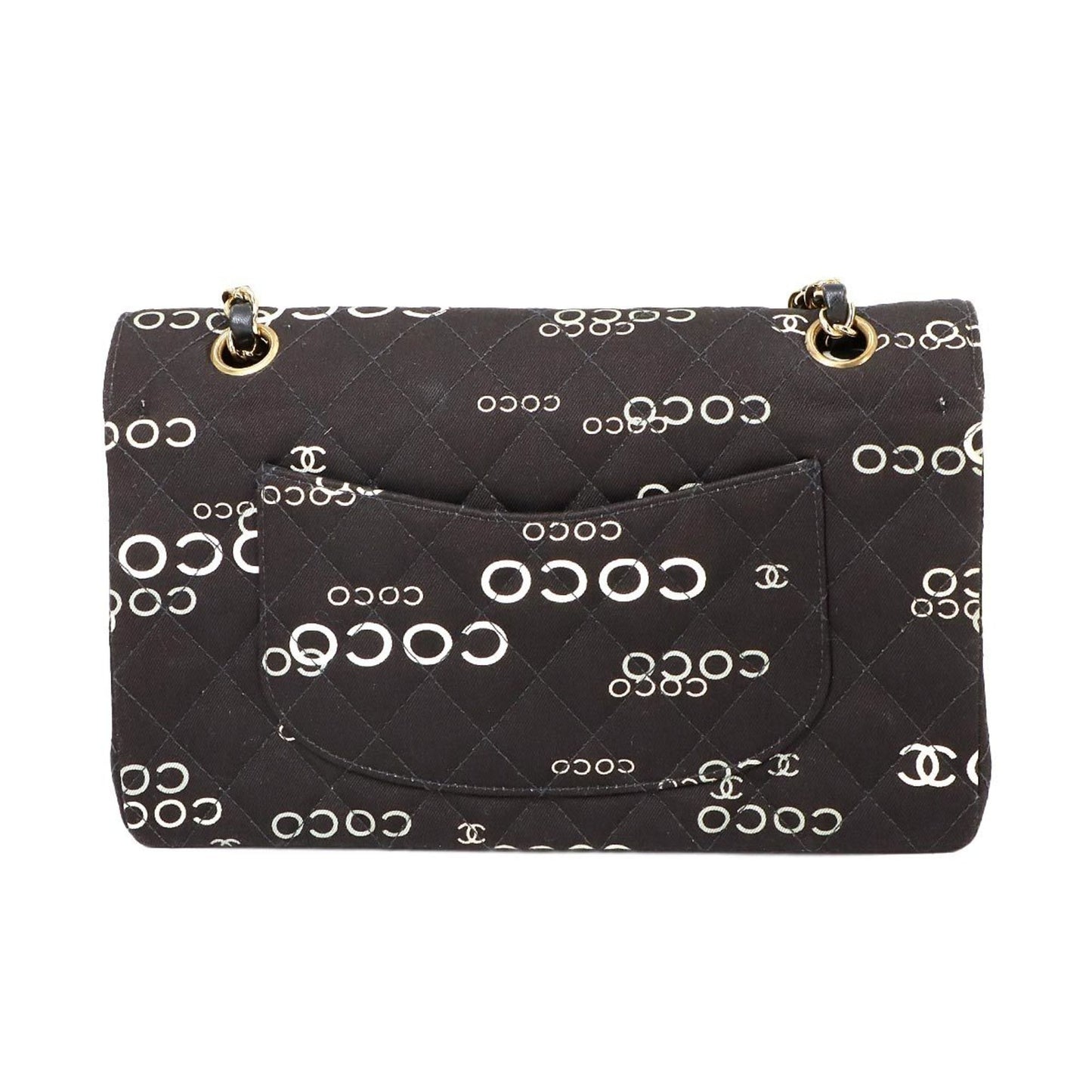 Chanel Black White Canvas Shoulder Bag ()