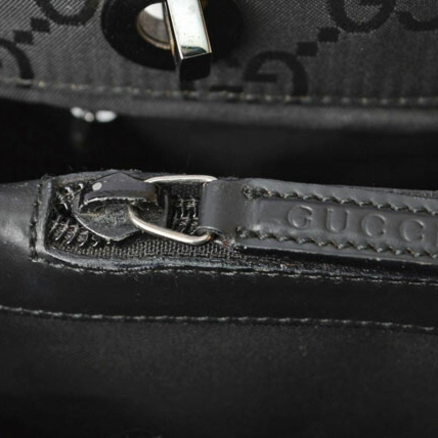 Gucci Black Nylon Canvas Handbag Tote Bag ()