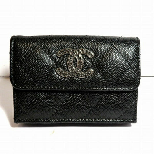 Chanel Black Grained Calfskin Coin Purse/Coin Case ()