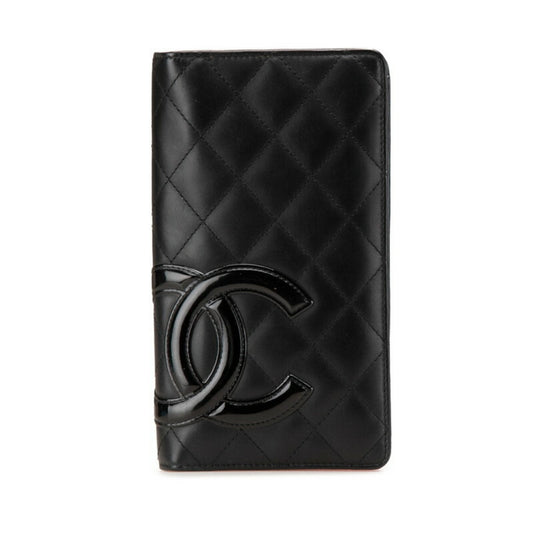 Chanel Black Pink Leather Long Wallet (Bi-Fold) ()
