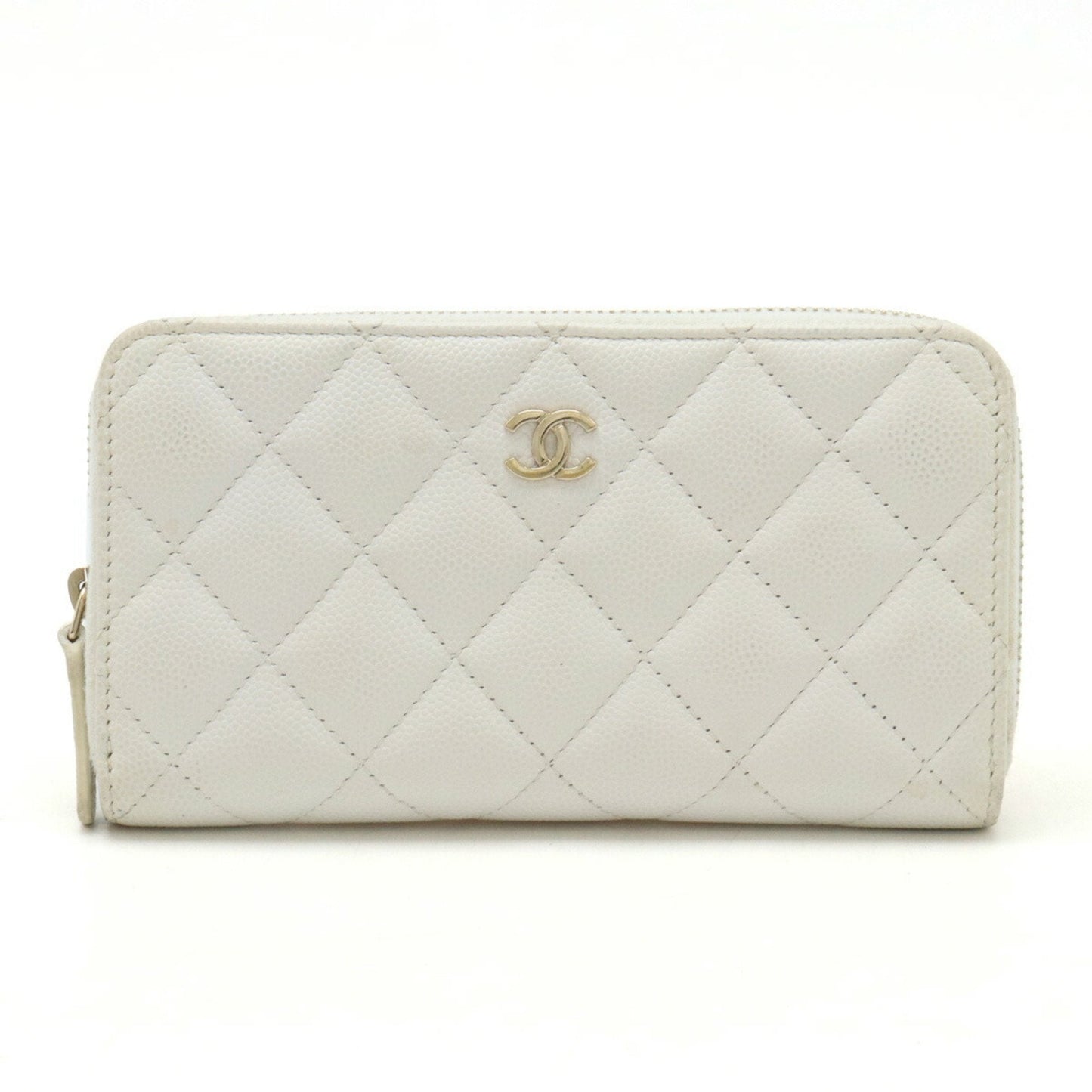 Chanel White Grained Calfskin Long Wallet (Bi-Fold) ()