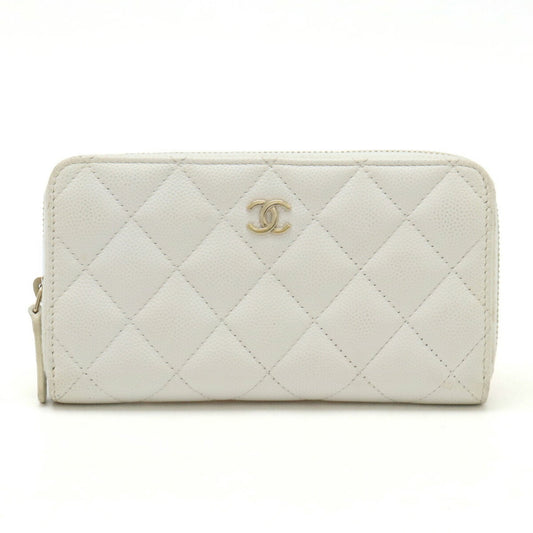 Chanel White Grained Calfskin Long Wallet (Bi-Fold) ()