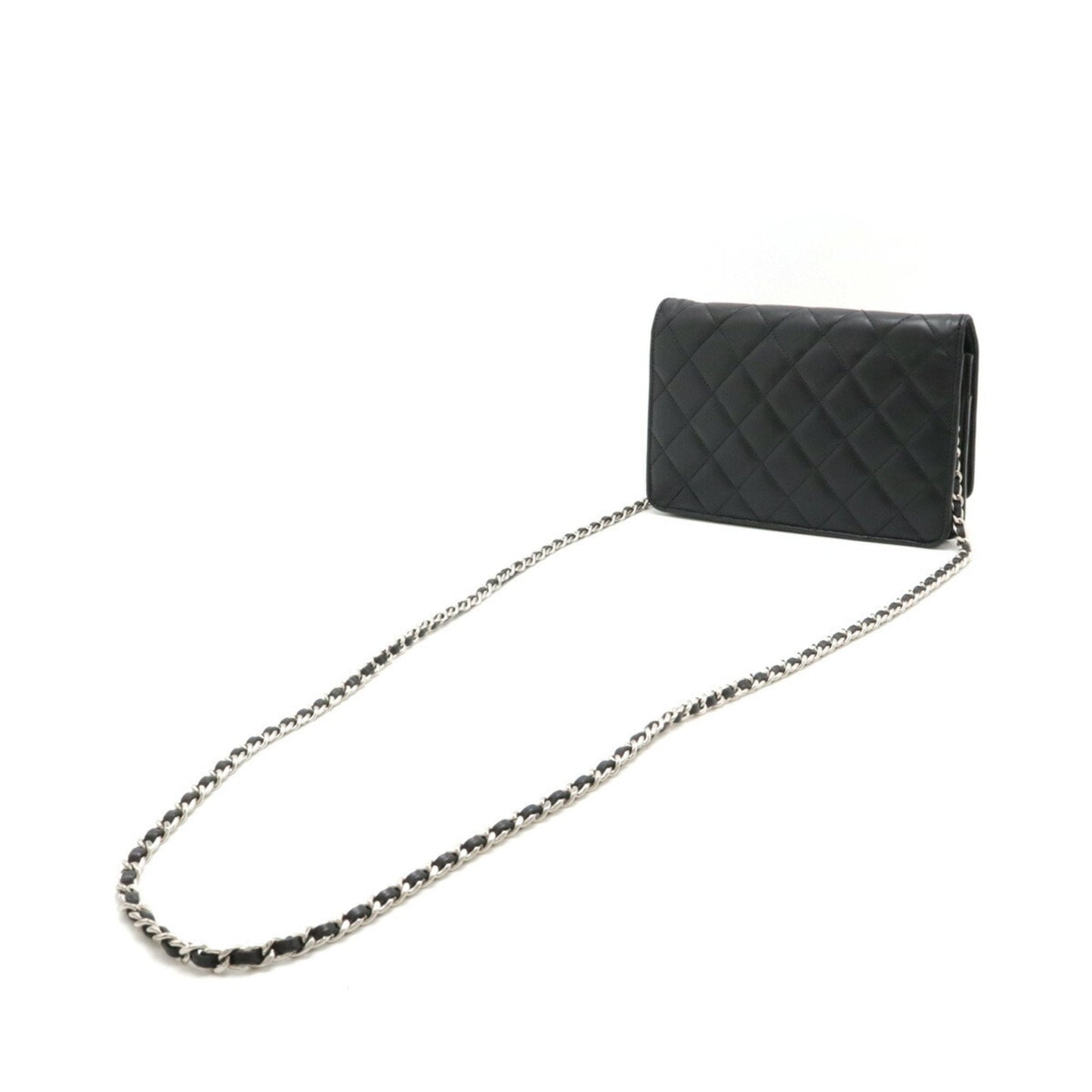 Chanel Black Leather Chain/Shoulder Wallet ()