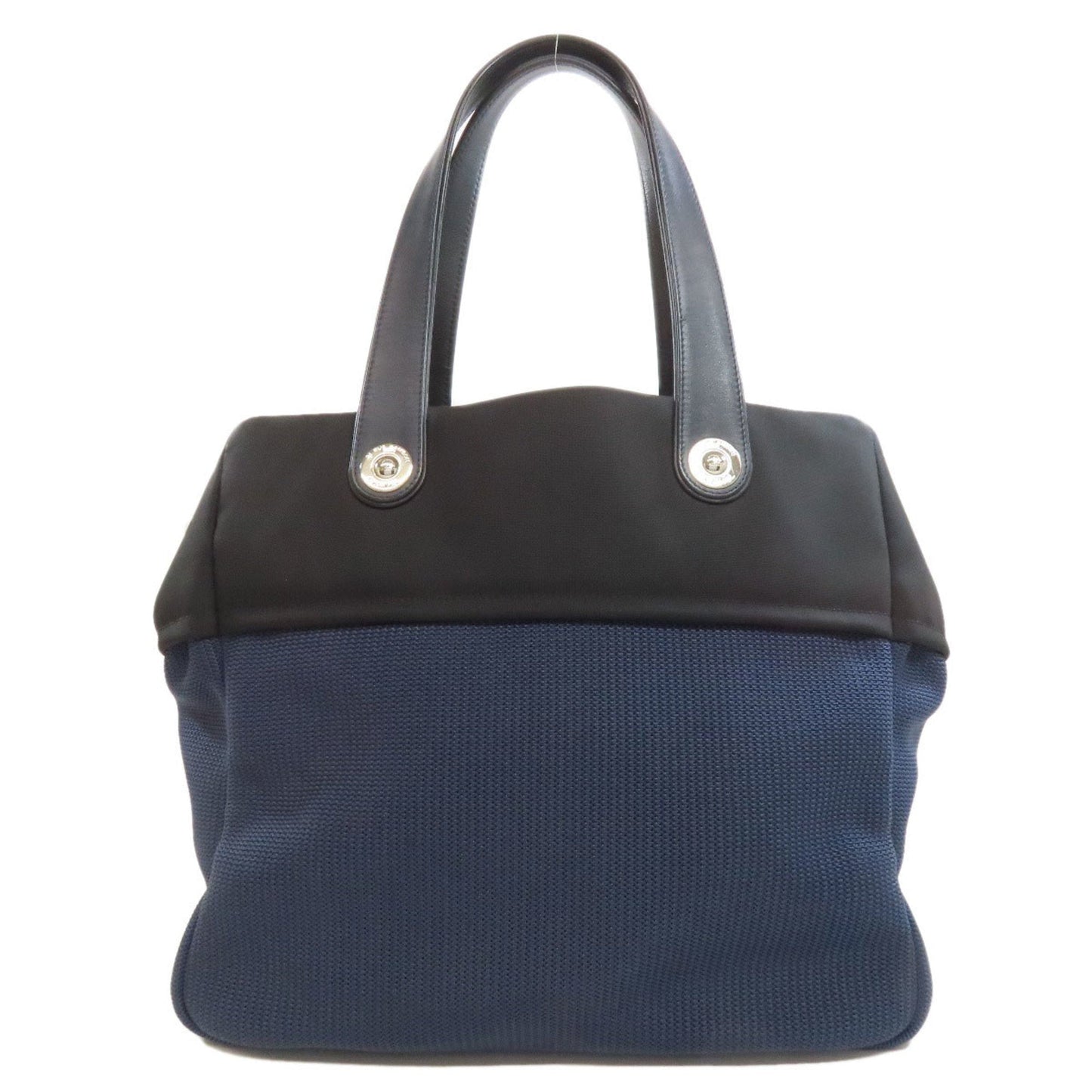 Chanel Black Navy Nylon Tote Bag ()