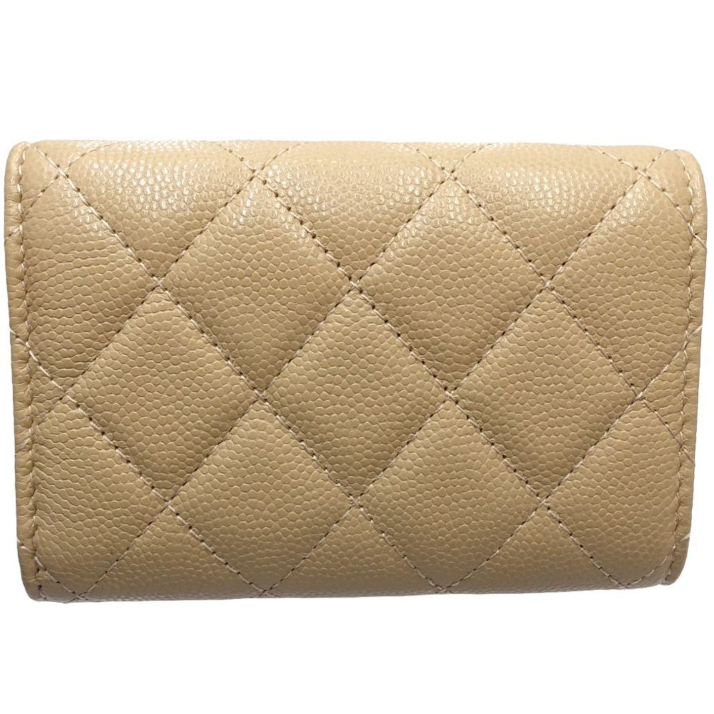 Chanel Beige Grained Calfskin Wallet (Tri-Fold) ()