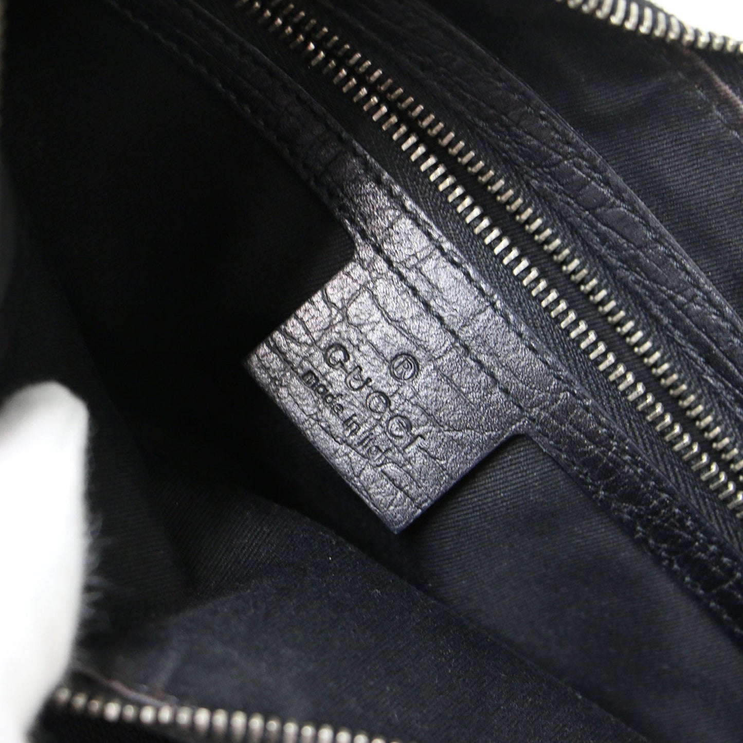 Gucci Black Canvas Leather Handbag Shoulder Bag ()
