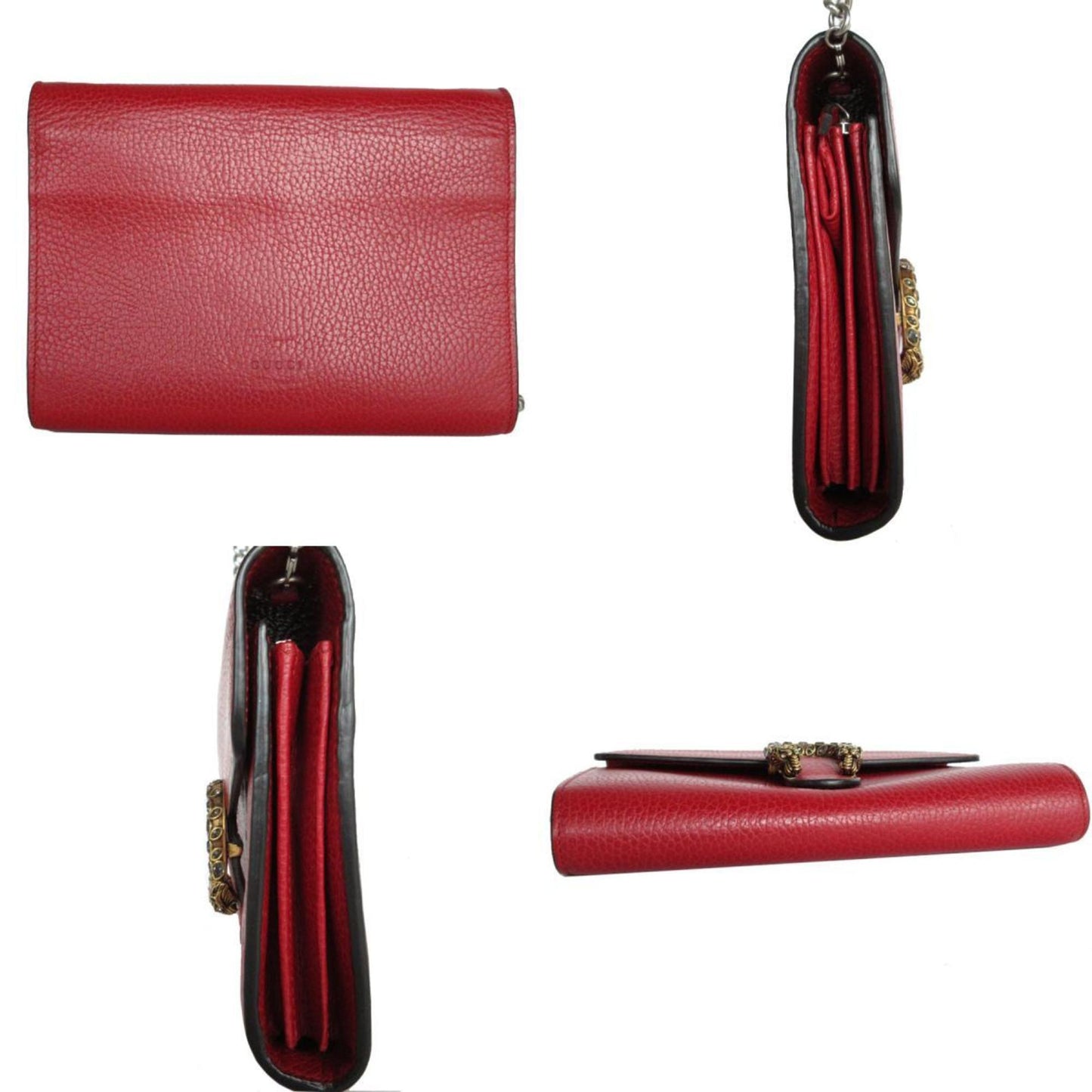 Gucci Red Color Leather Chain/Shoulder Wallet ()