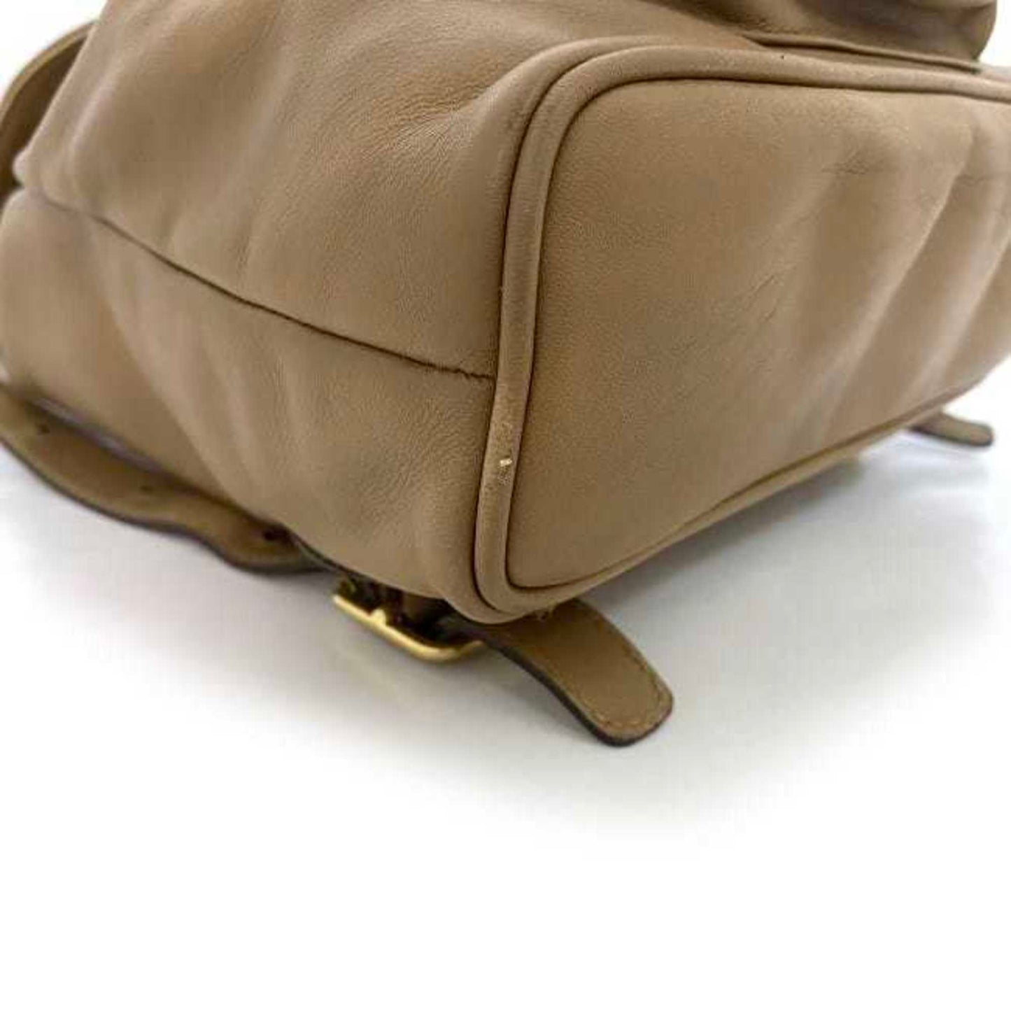 Gucci Beige Leather Bamboo Backpack ()