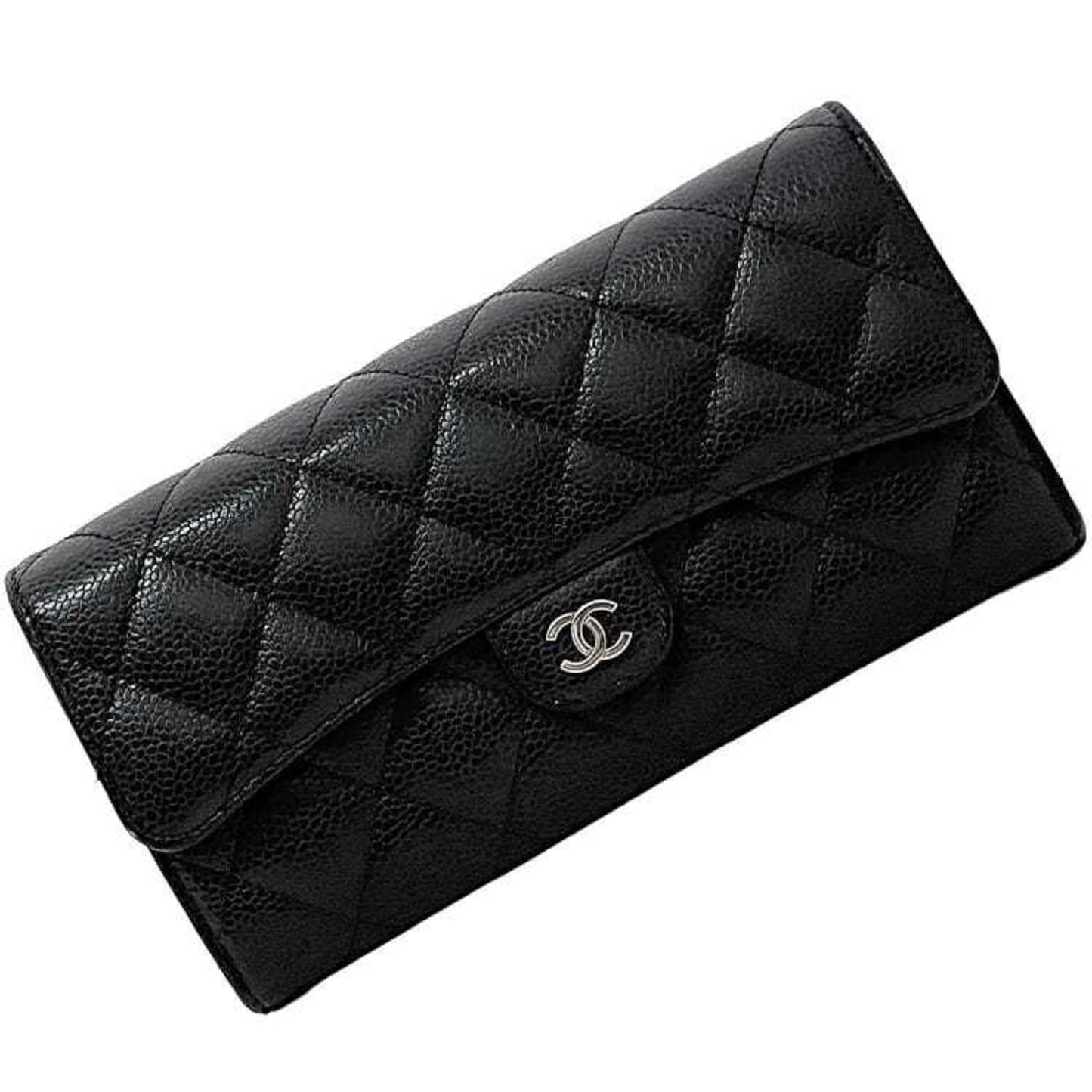 Chanel Black Leather Long Wallet (Bi-Fold) ()