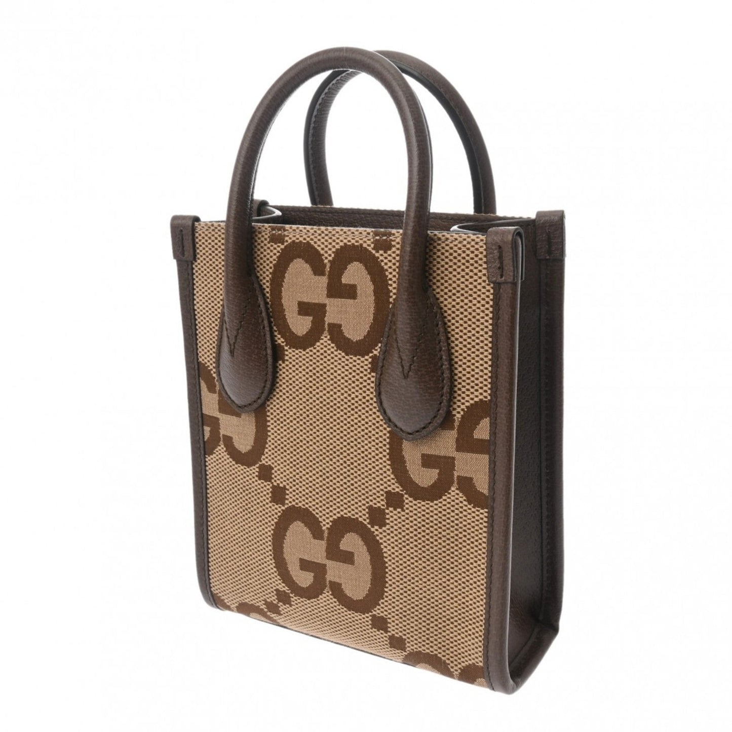 Gucci Gg Canvas Beige Brown Gg Canvas Leather Handbag Tote Bag ()