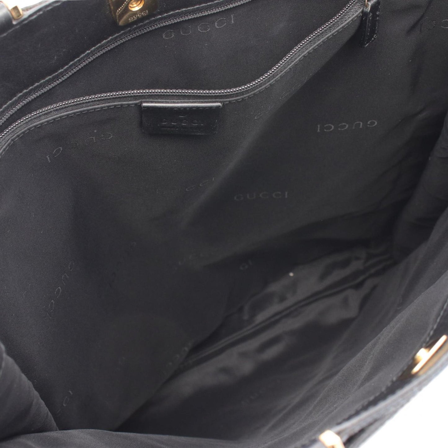 Gucci Black Canvas Leather Tote Bag ()