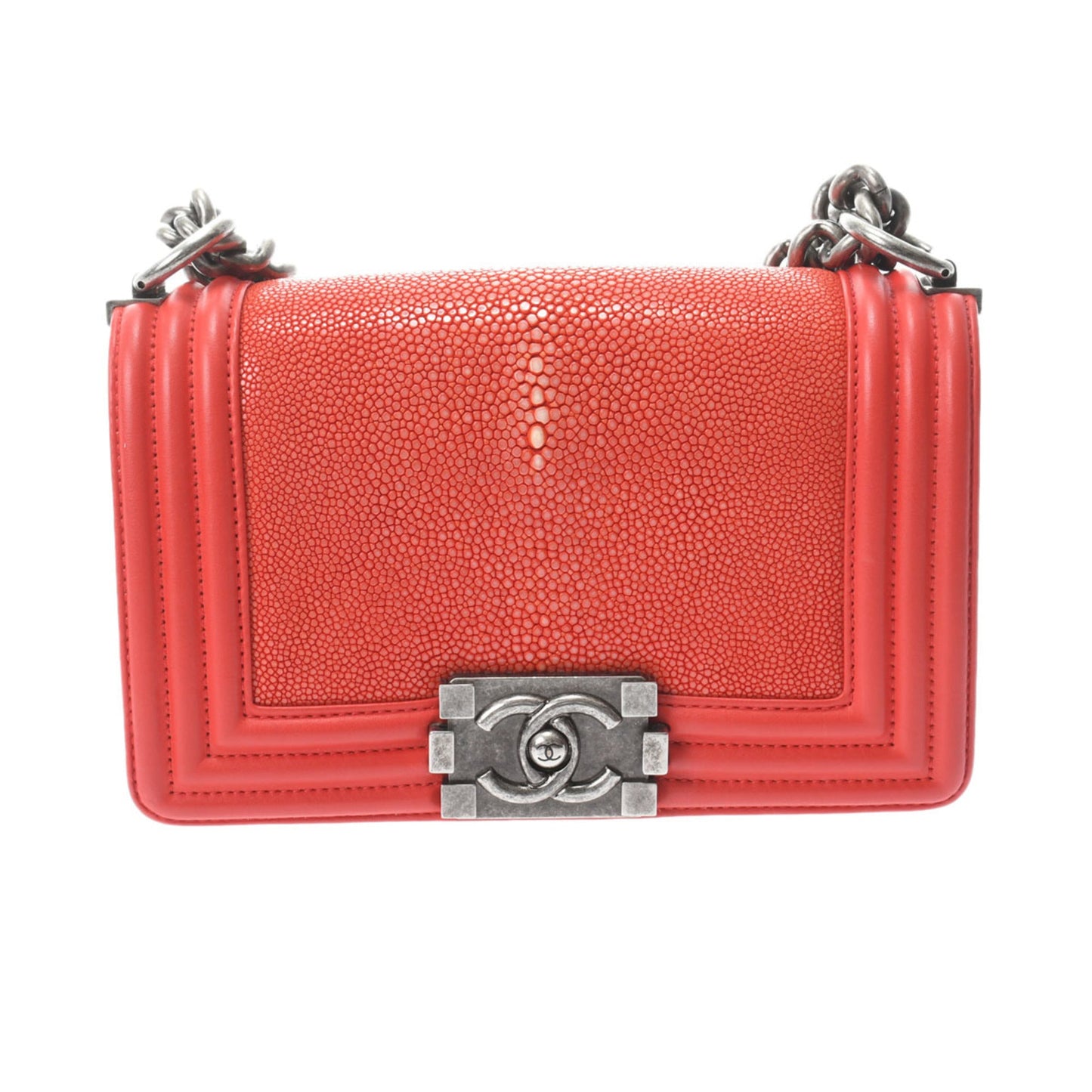 Chanel Boy Chanel Red Color Leather Shoulder Bag ()