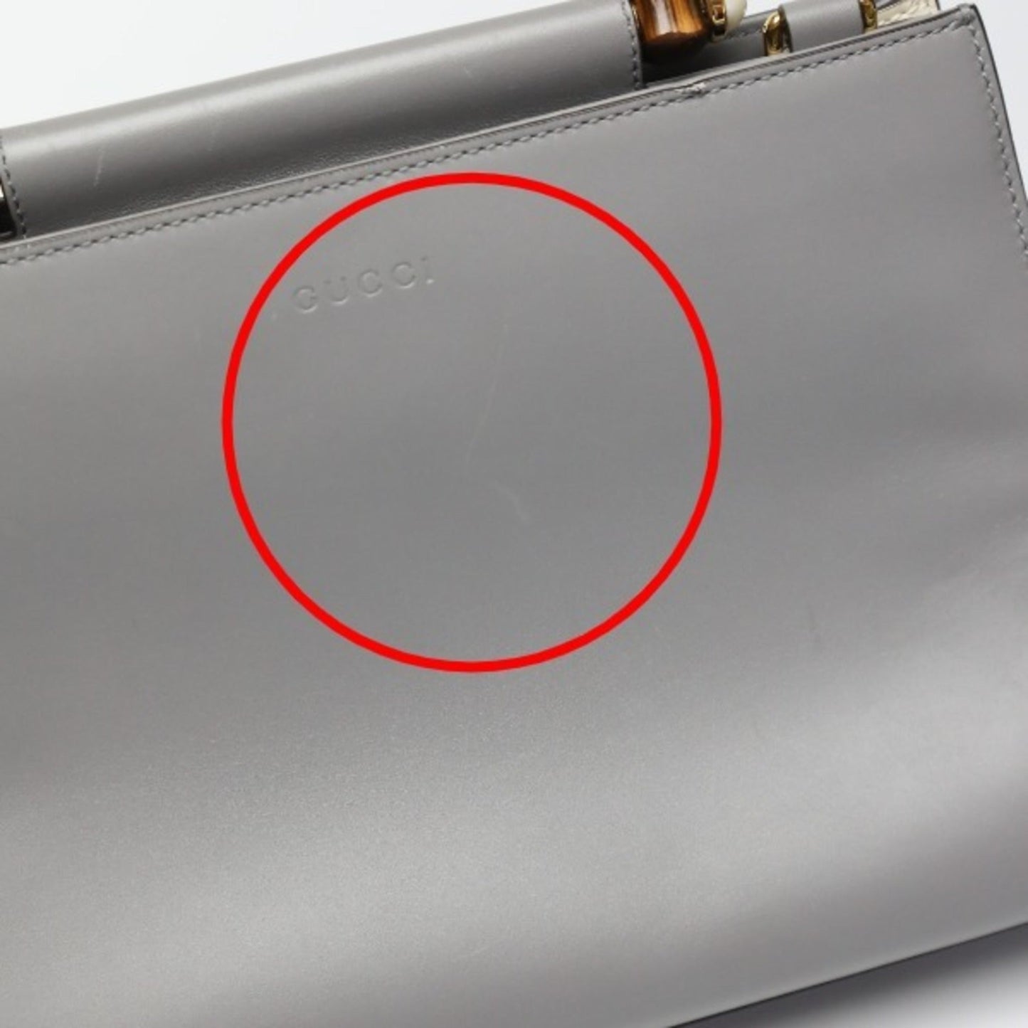 Gucci Gray Bamboo Handbag ()