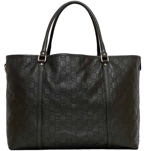 Gucci Brown Leather Handbag Tote Bag ()