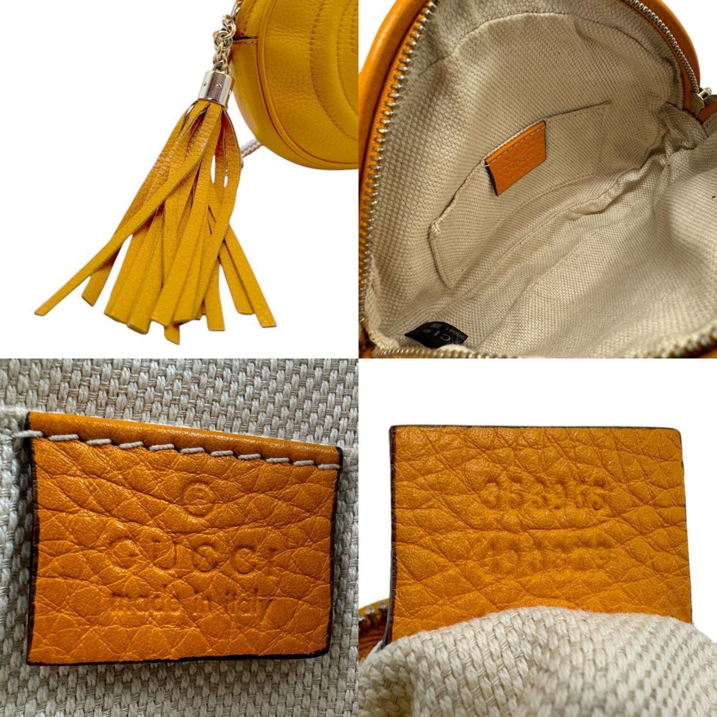 Gucci Gold Orange Metal Leather Shoulder Bag ()