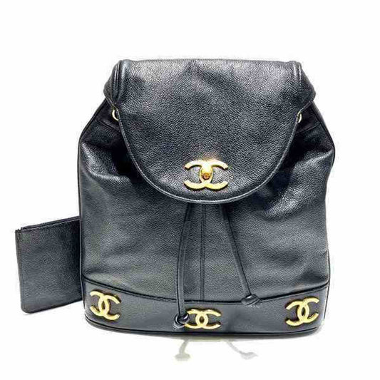 Chanel Black Grained Calfskin Backpack ()