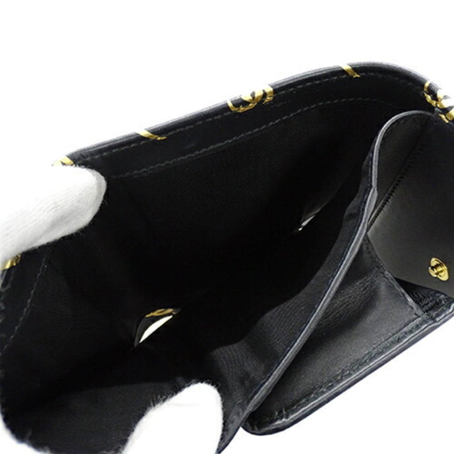 Gucci Black Gold Leather Wallet (Tri-Fold) ()