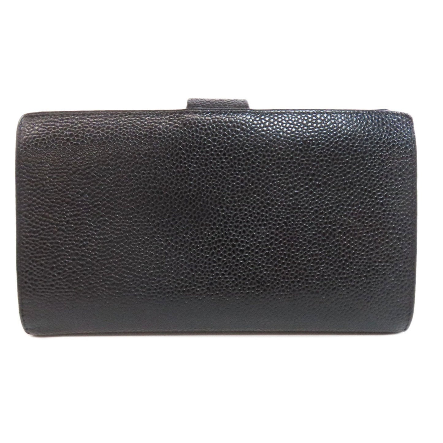 Chanel Black Grained Calfskin Long Wallet (Bi-Fold) ()